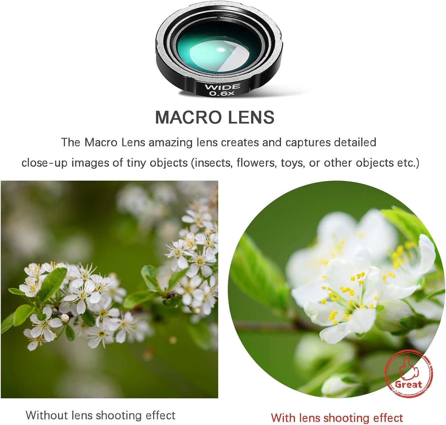 Phone Camera Lens Kit Upgraded Version Telephoto 28X Wide Angle 0.6X Macro 20X Fisheye 198° for Most Smartphones (Black)